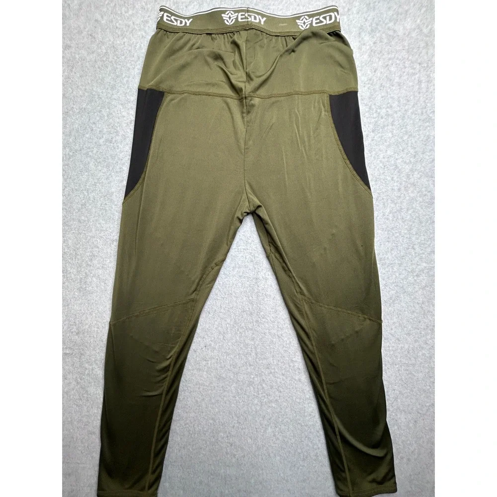 ESDY Mens Tactical Thermal Base Layer Set Olive Green Fleece Lined Large
